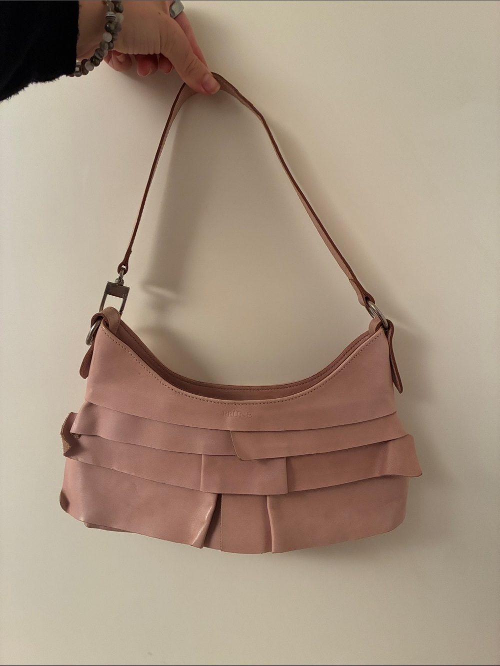 Elegant Pink Ruffle Shoulder Bag